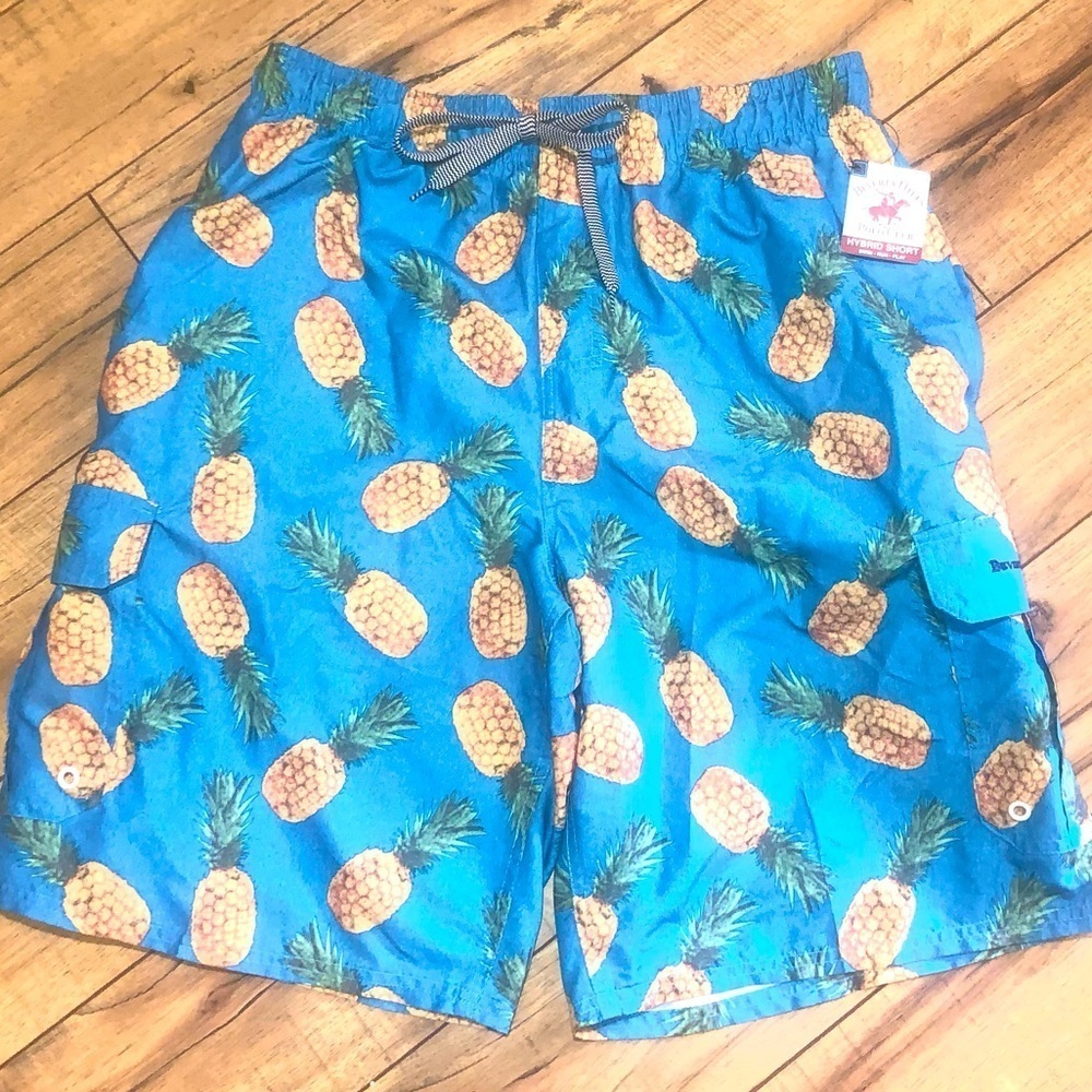 Beverly Hills Polo Hybrid pineapple Swim shorts Large
